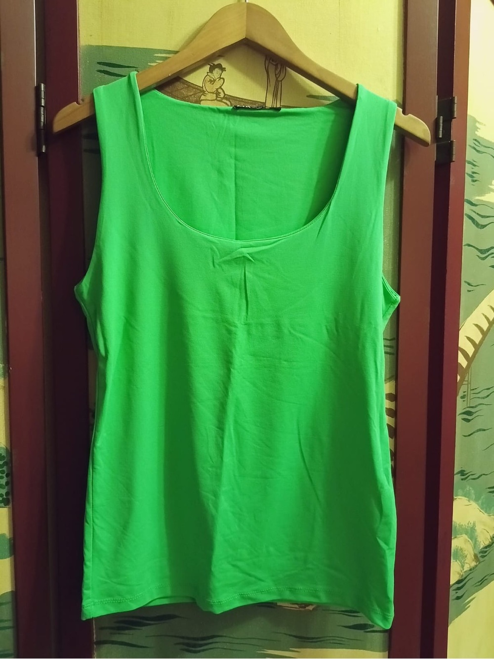 Zara Neon Green Scoop Neck Tank Top